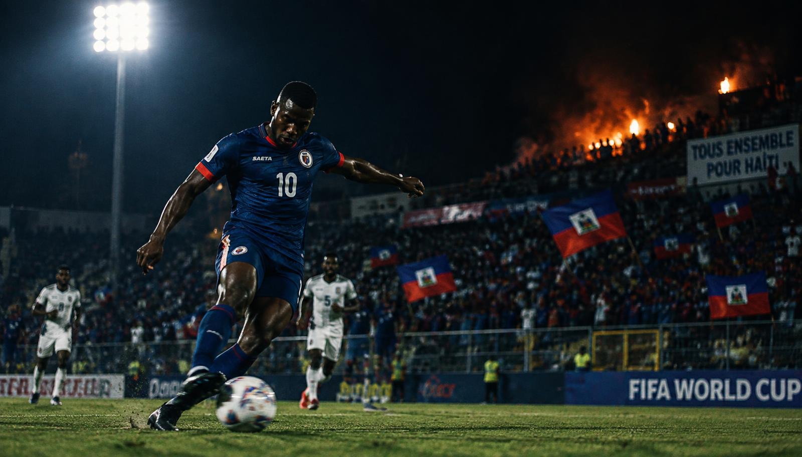 Supporters et joueurs lors d'un match du Championnat National de D1 d'Haïti